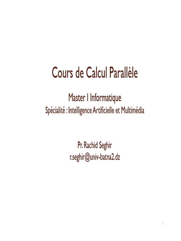 Cours de Calcul Parallèle en IA | PDF | Parallélisme (informatique ...
