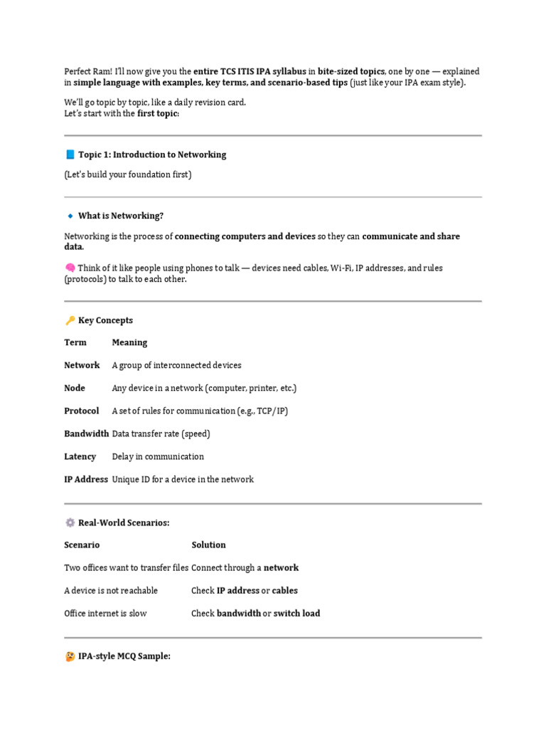 IPA ITIS Notes Summary Networks | PDF | Internet Protocol Suite ...