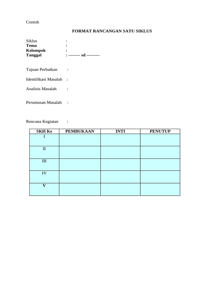 Format RIS Dan Contoh RPPH | PDF