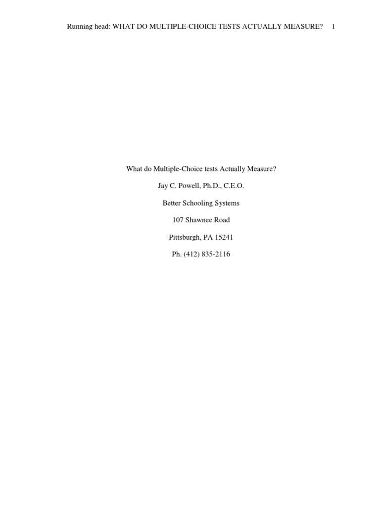 Powell What Are Tests Measuring? | PDF | Multiple Choice | Educational ...