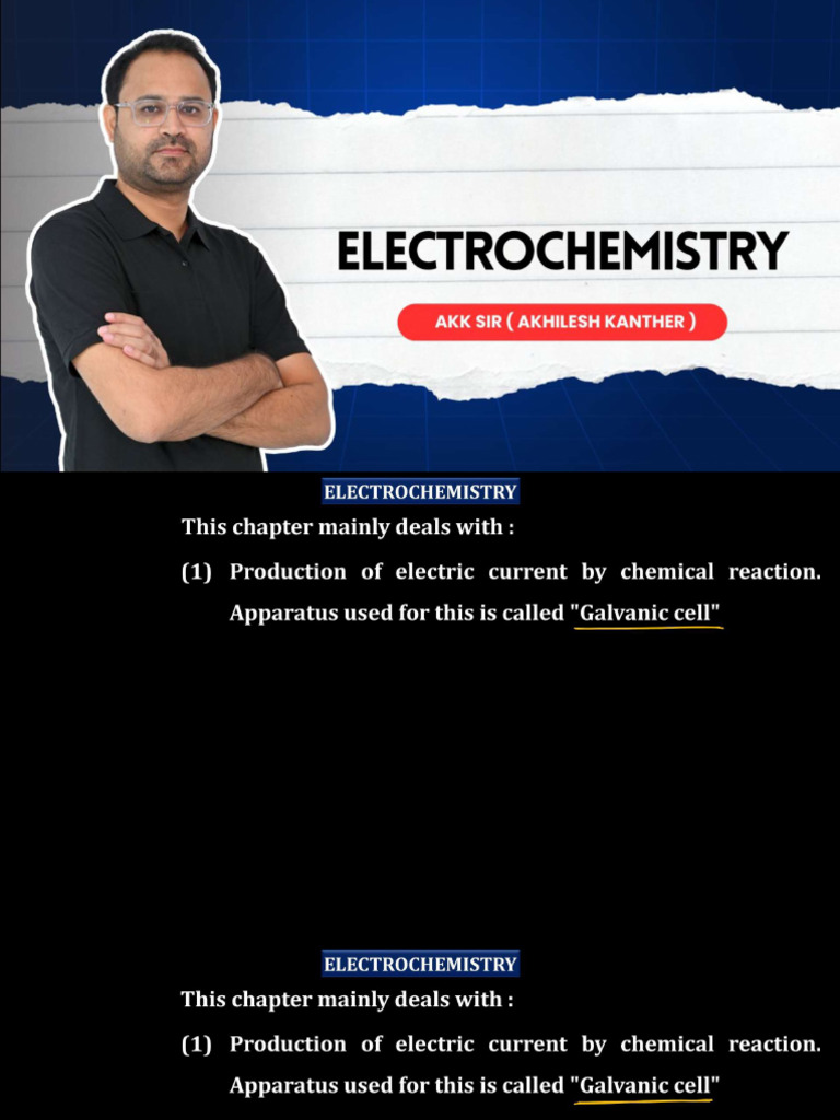 Electrochemistry - L-01 (Class Notes) - Galvanic Cell and Electrode ...
