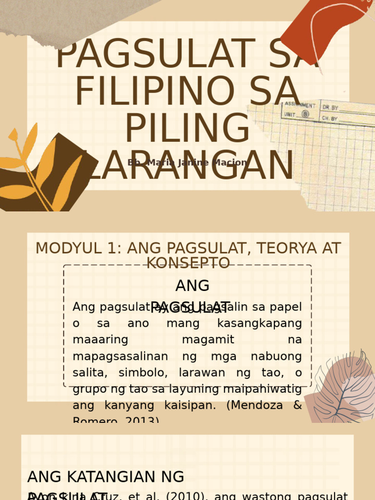 Piling Larang Modyul 1 | PDF