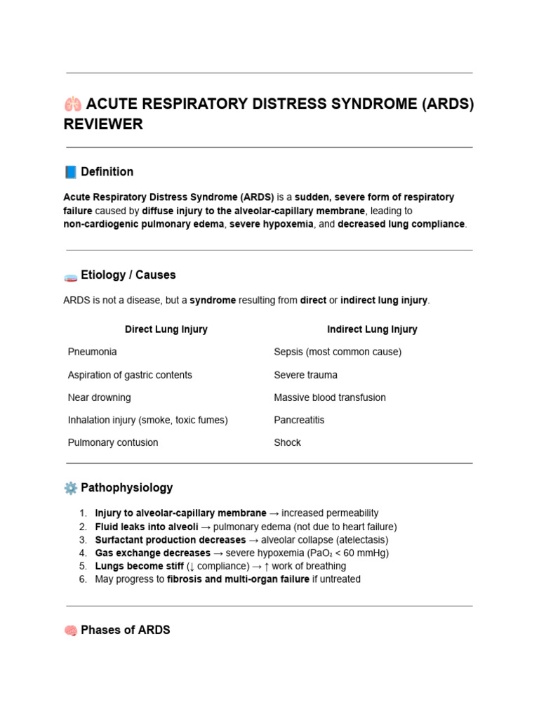 Understanding Acute Respiratory Distress Syndrome | PDF