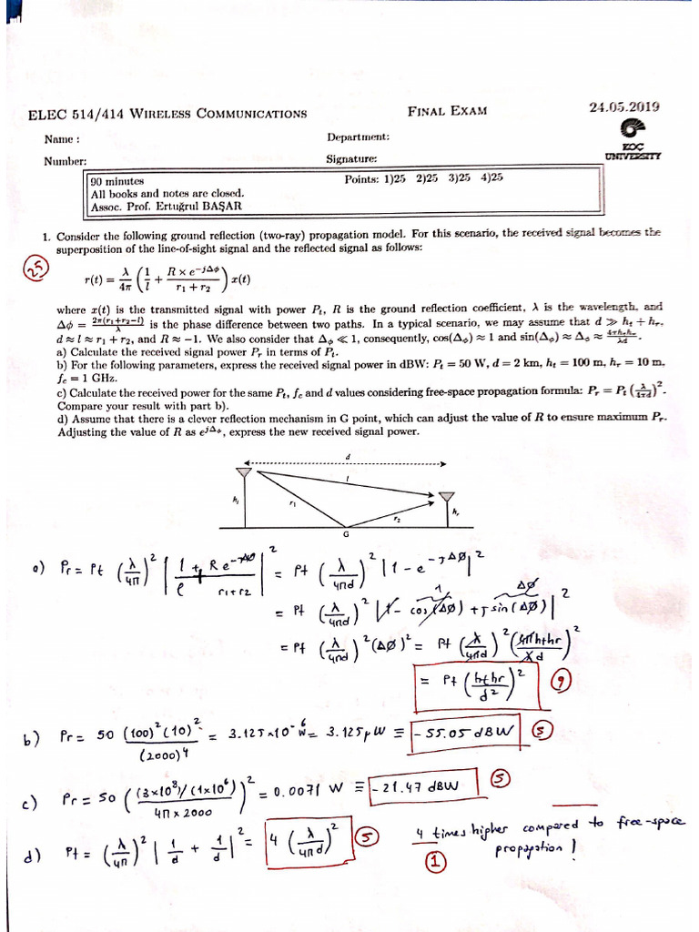 ELEC 514 Spring 2019 Final Solutions | PDF