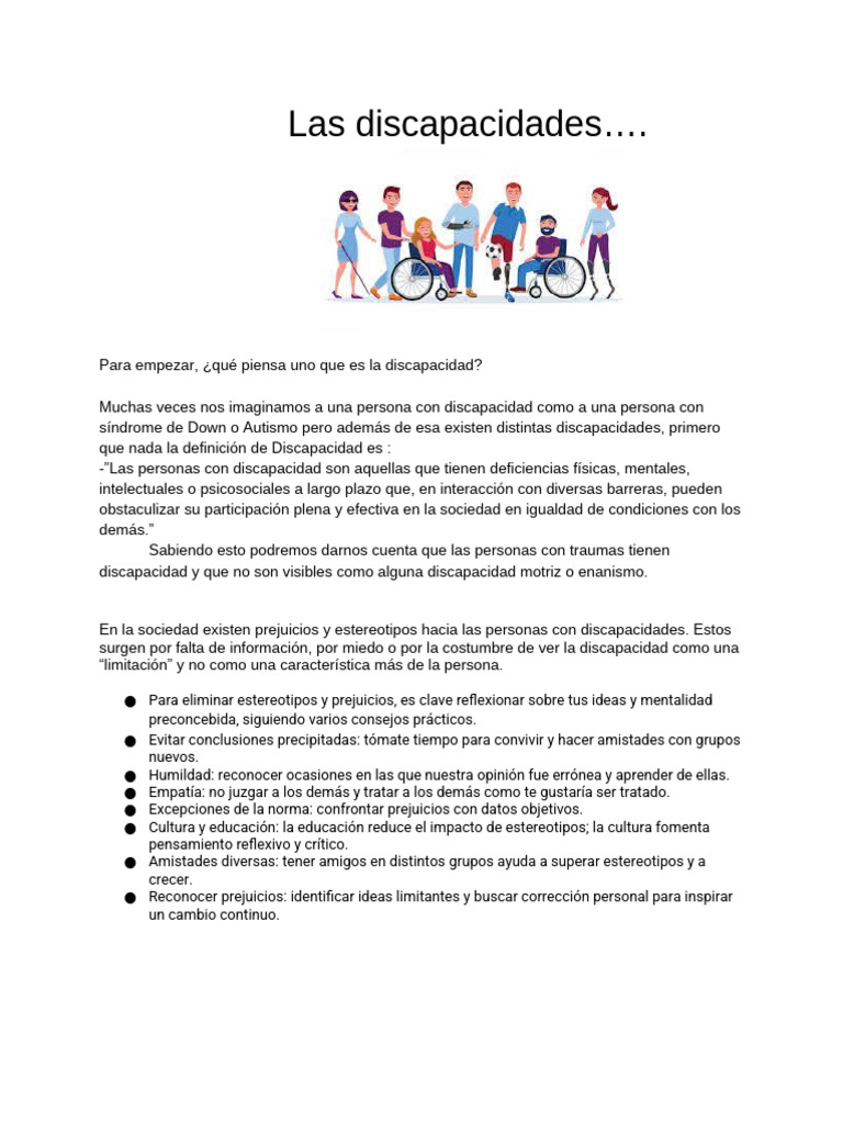 Prejuicios sobre Discapacidad: Realidades y Reflexiones | PDF ...