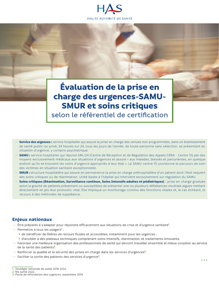 Évaluation des services SAMU-SMUR | PDF | Médecine de soins intensifs ...
