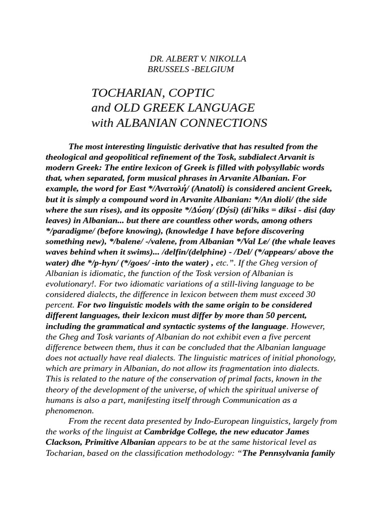 Albanian Language's Ancient Roots | PDF | Linguistics