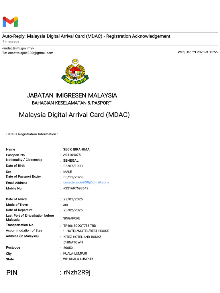 MDAC Registration Acknowledgement | PDF
