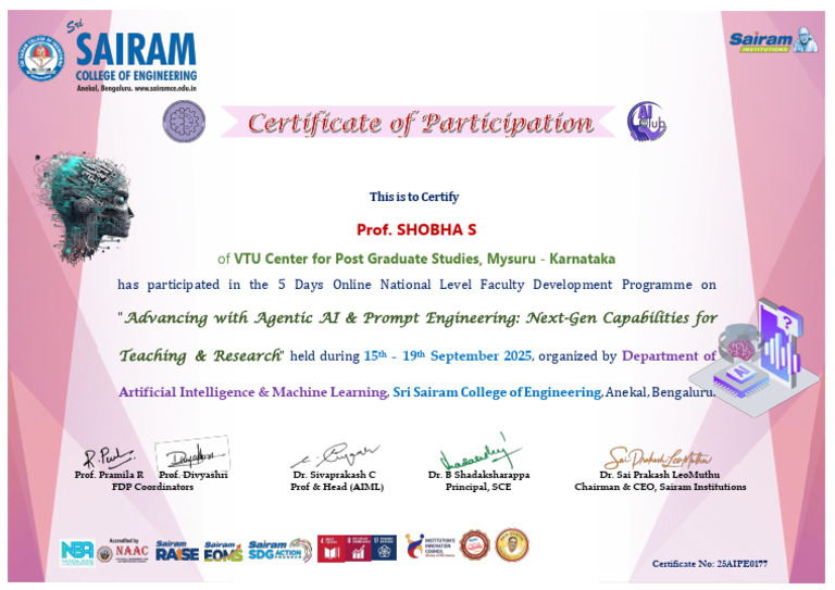 Certificate for AI Faculty Development Program | PDF