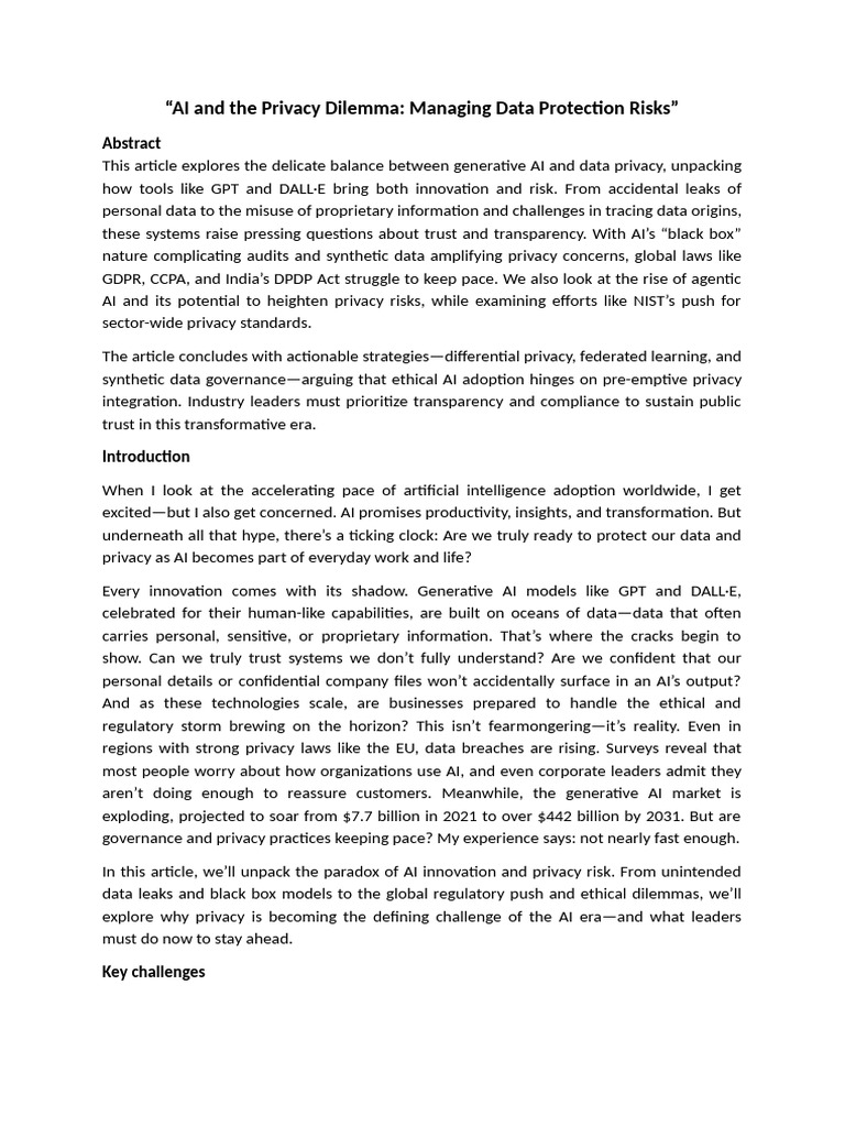 AI Privacy Risks and Data Protection | PDF | Artificial Intelligence ...