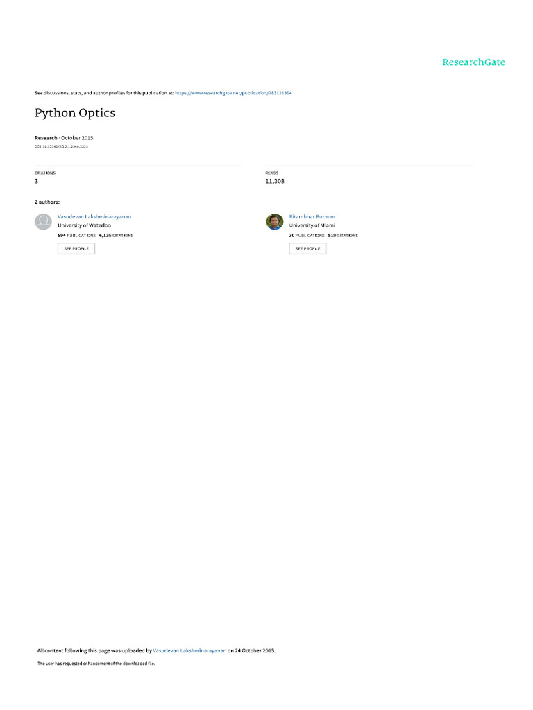 Optics Tutorials With Python | PDF