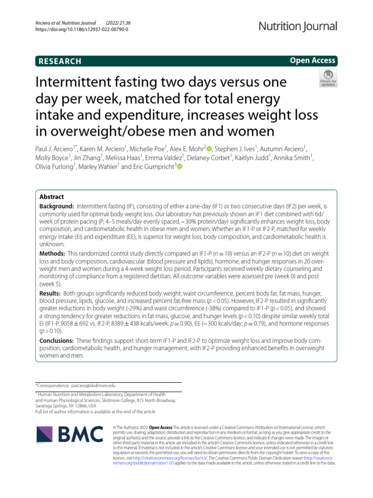 Intermittent Fasting: 2 Days vs 1 Day | PDF | Dieting | Obesity