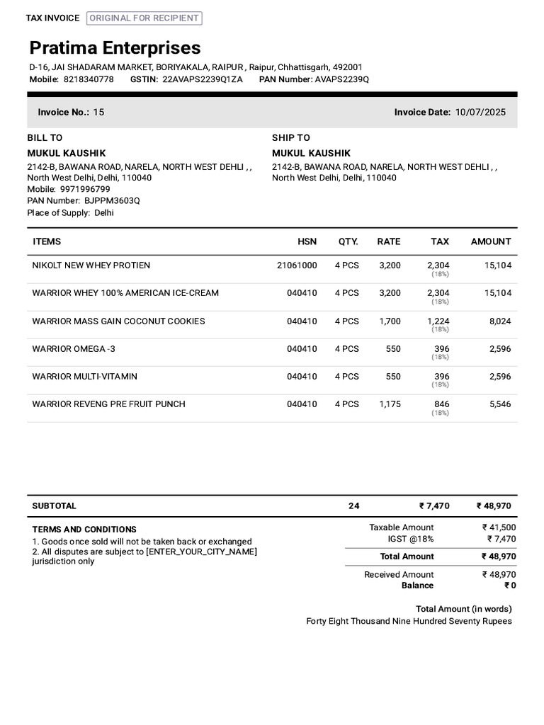 Mukul Kaushik Sales Invoice 15 | PDF | Taxes | Government Finances