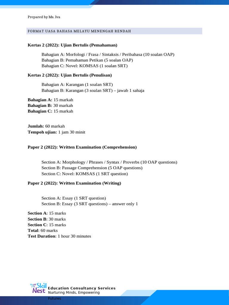 Bahasa Booklet Notes - Sistem Bahasa | PDF