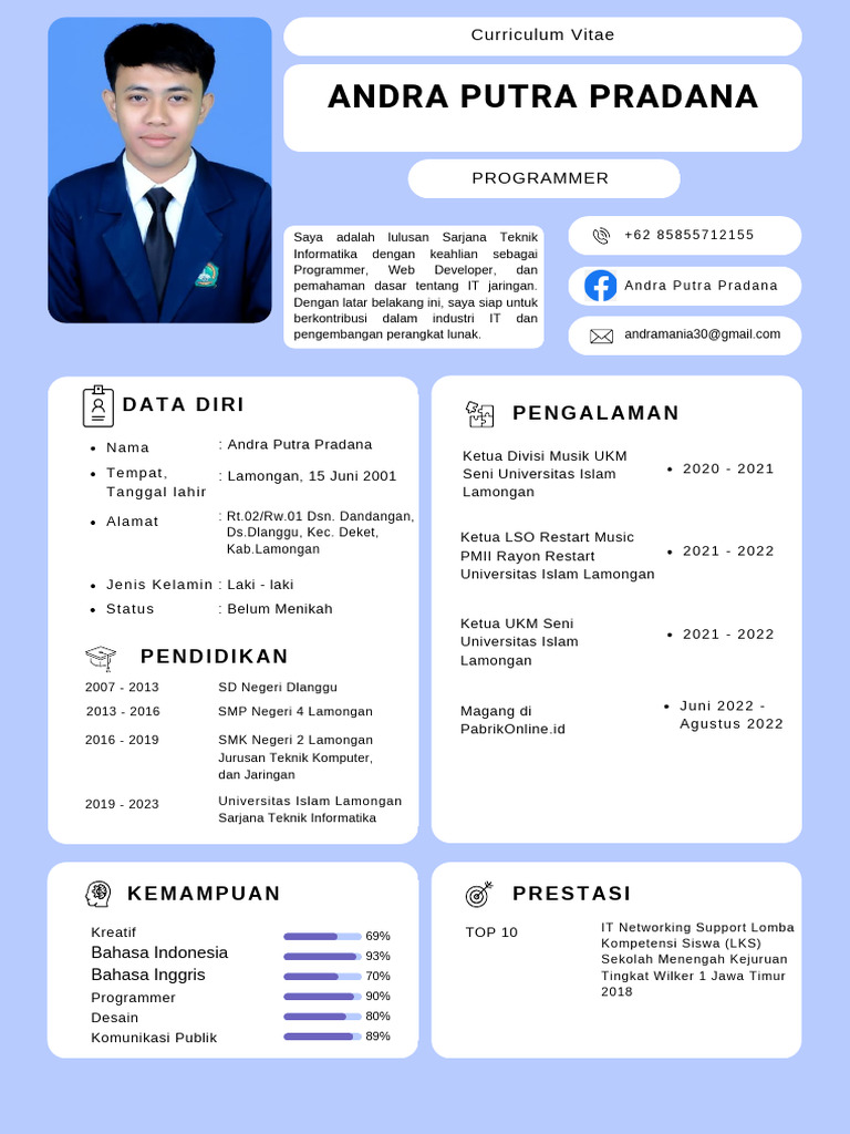 CV Andra Putra Pradana - Programmer IT | PDF