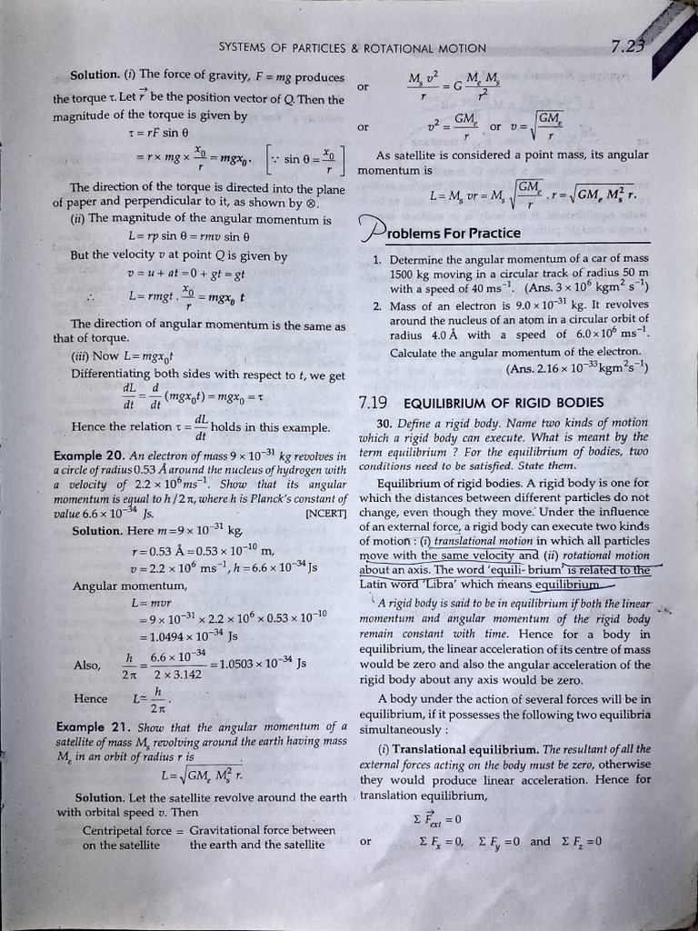 Angular Momentum and Equilibrium in Physics | PDF | Rotation Around A ...