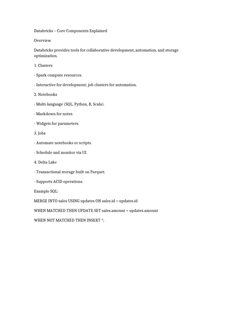 4 Databricks Components | PDF