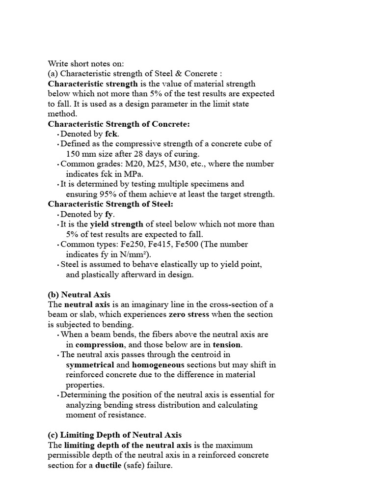 Characteristic Strength and RCC Overview | PDF | Bending | Strength Of ...