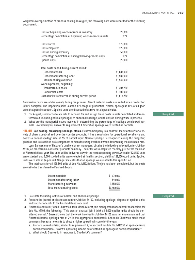 Process Costing and Spoilage Analysis | PDF | Toyota | Opportunity Cost