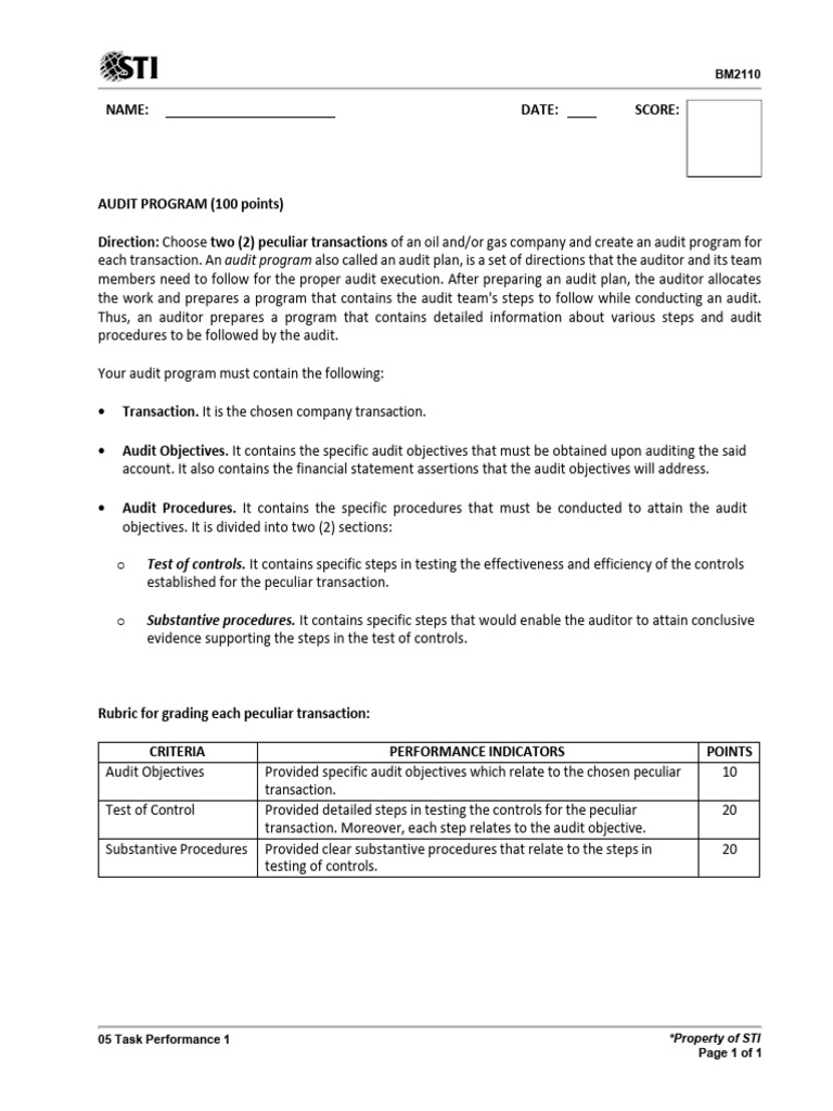 Audit Program for Oil & Gas Transactions | PDF | Audit | Expense