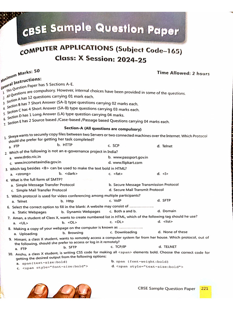 Cbse Sample Paper | PDF