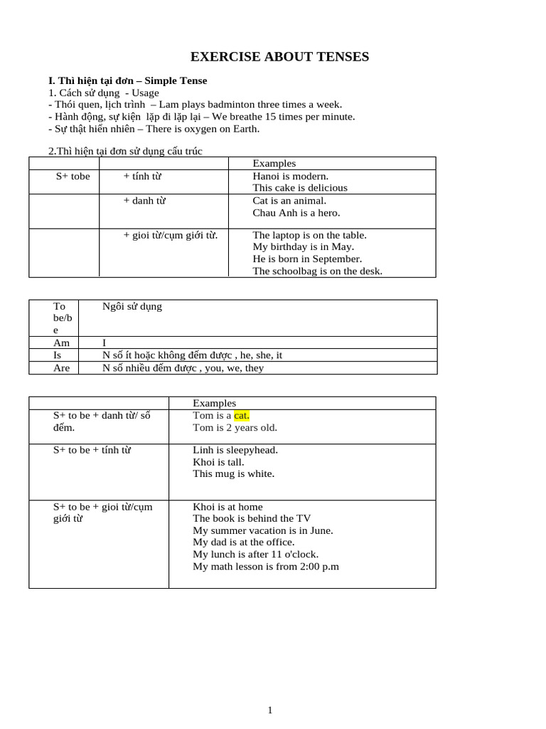Exercise About Tenses New | PDF