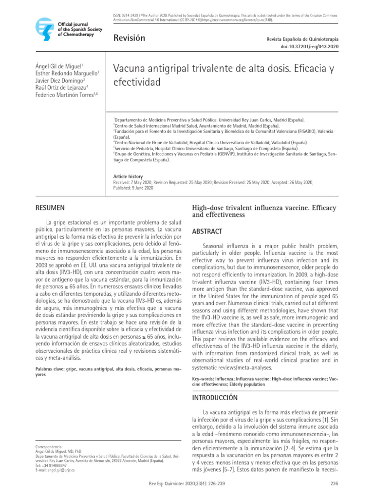 Vacuna Antigripal Trivalente de Alta Dosis. ICC | PDF | Influenza ...