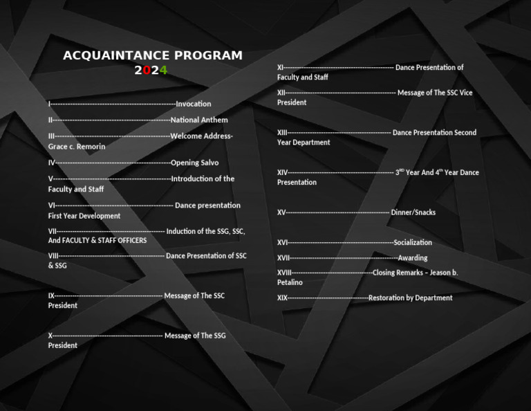 2024 Acquaintance Program Agenda | PDF