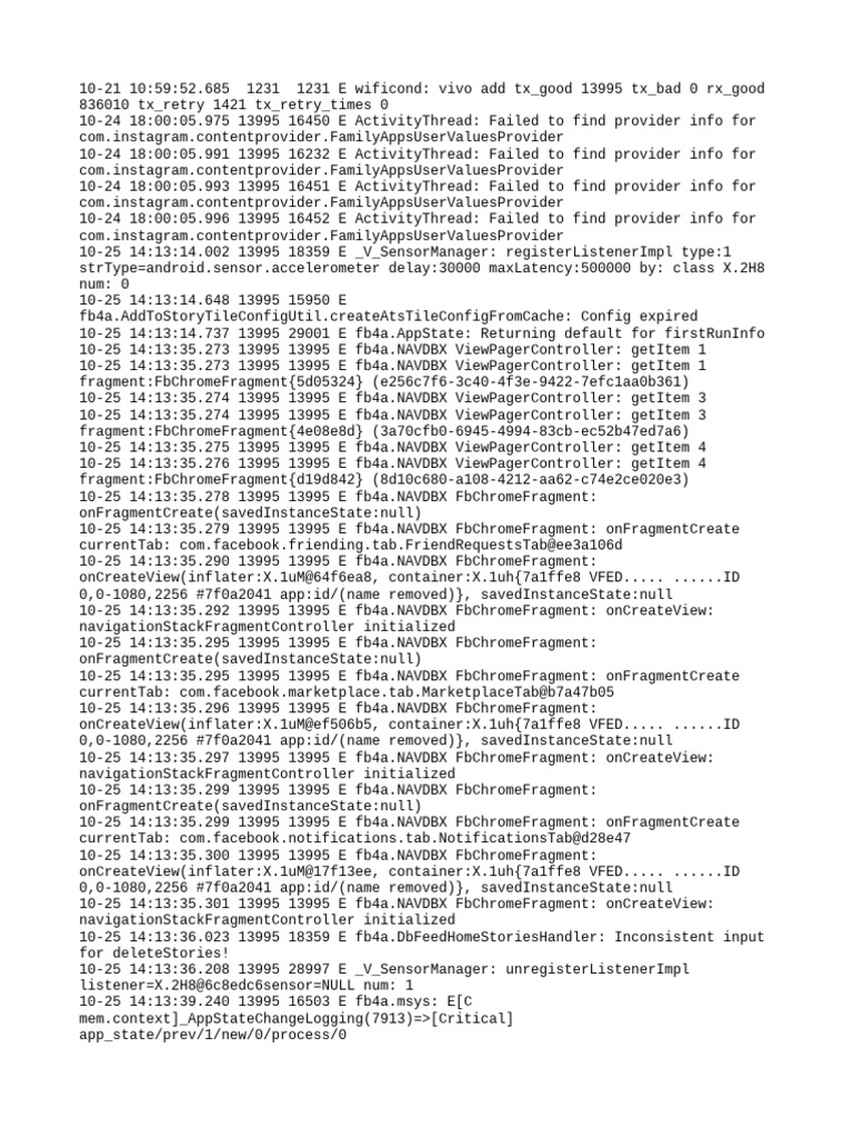 App Error Logs and Performance Issues | PDF