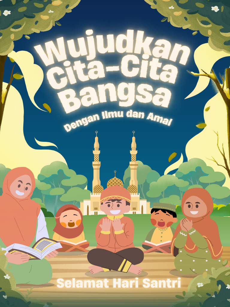 Poster Ucapan Hari Santri Ilustratif Biru Dan Hijau | PDF