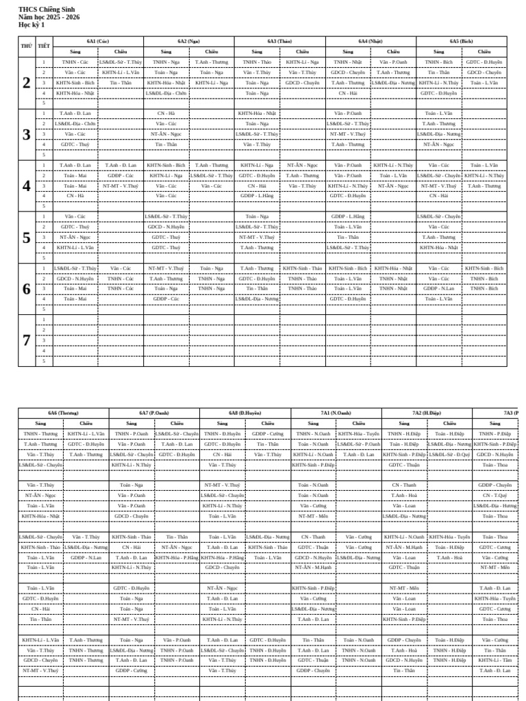 TKB TUẦN 7 | PDF