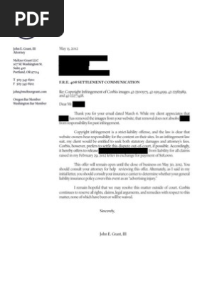 Meltzer-Grant Settlement Offer Letter for Corbis
