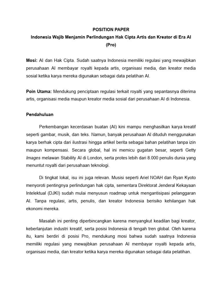 Position Paper Team A (Pro) - A-En | PDF