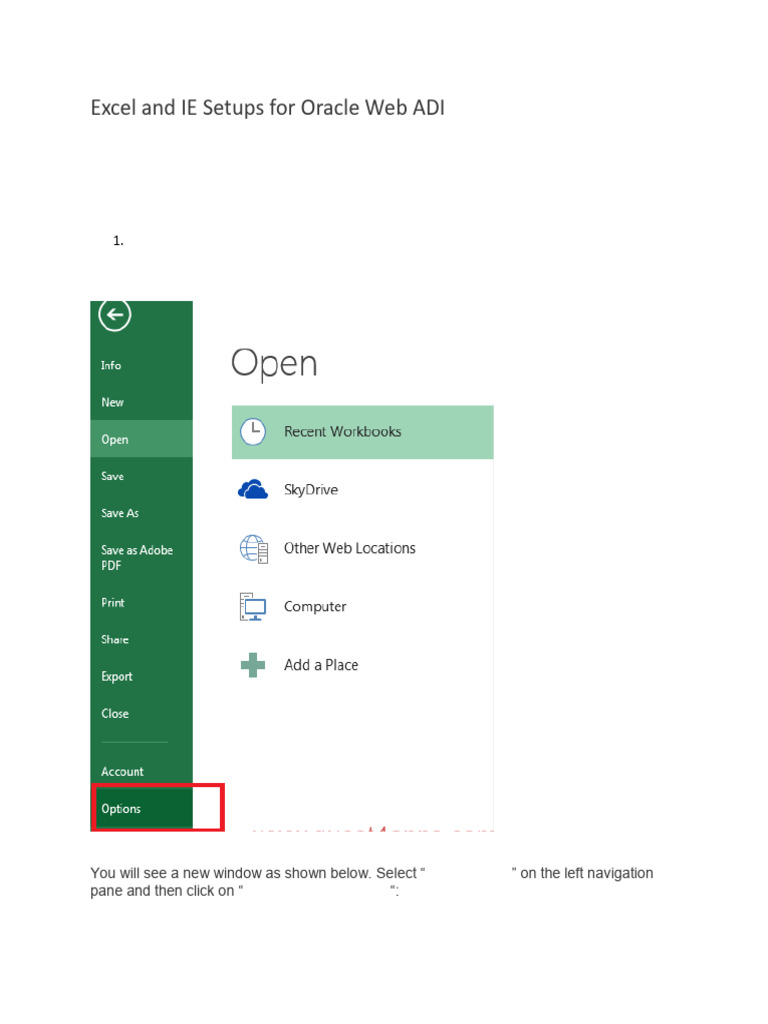 Excel & IE Setup for Oracle Web ADI | PDF