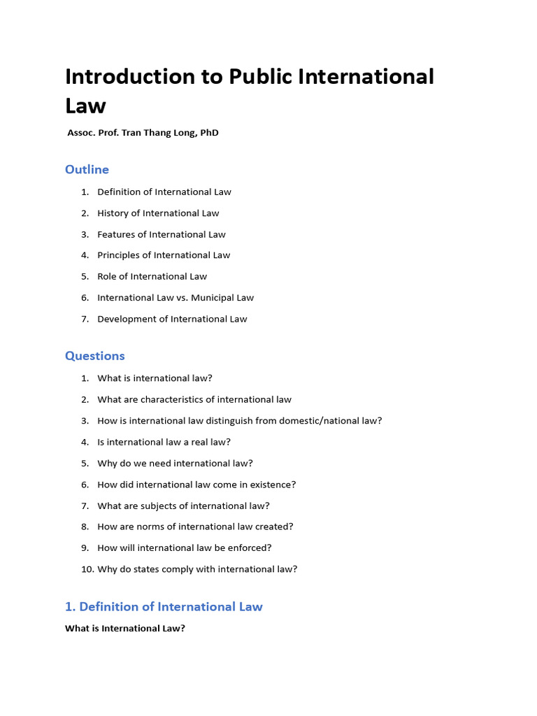 Overview of Public International Law | PDF | International Law | United ...