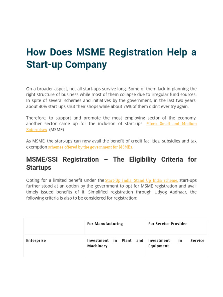 Benefits of MSME Registration for Startups | PDF | Loans | Startup Company