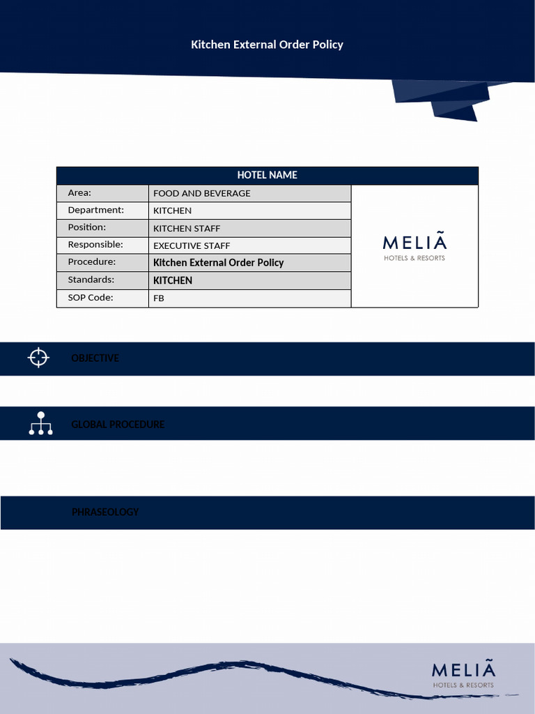 Kitchen External Order Policy | PDF