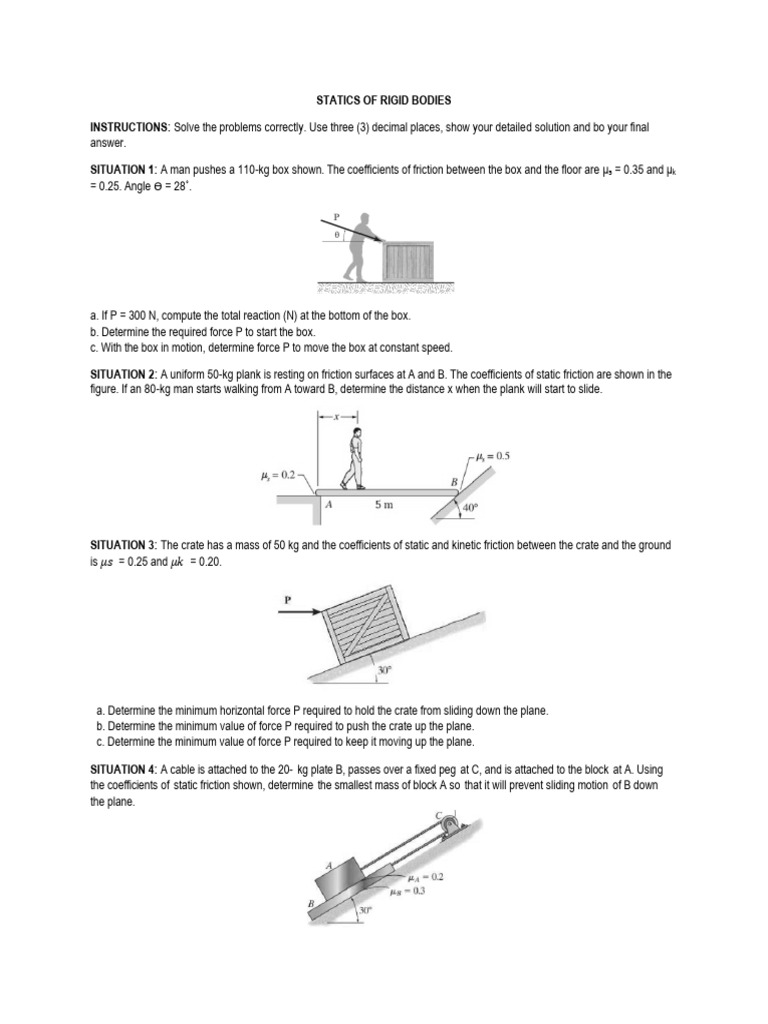 Rigid Body Statics Problem Solutions | PDF