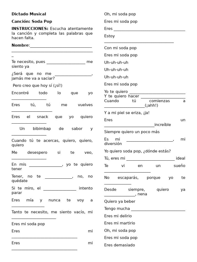 Letra de la canción 