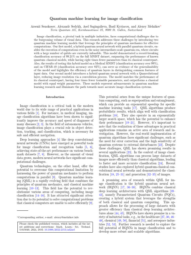 Quantum ML Models for Image Classification | PDF | Machine Learning ...