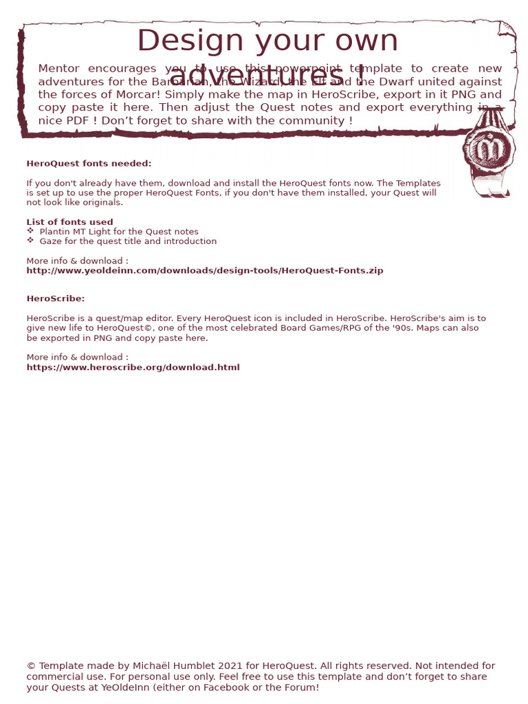 HeroQuest Quest Template Guide | PDF | Role Playing Games | Fantasy Games