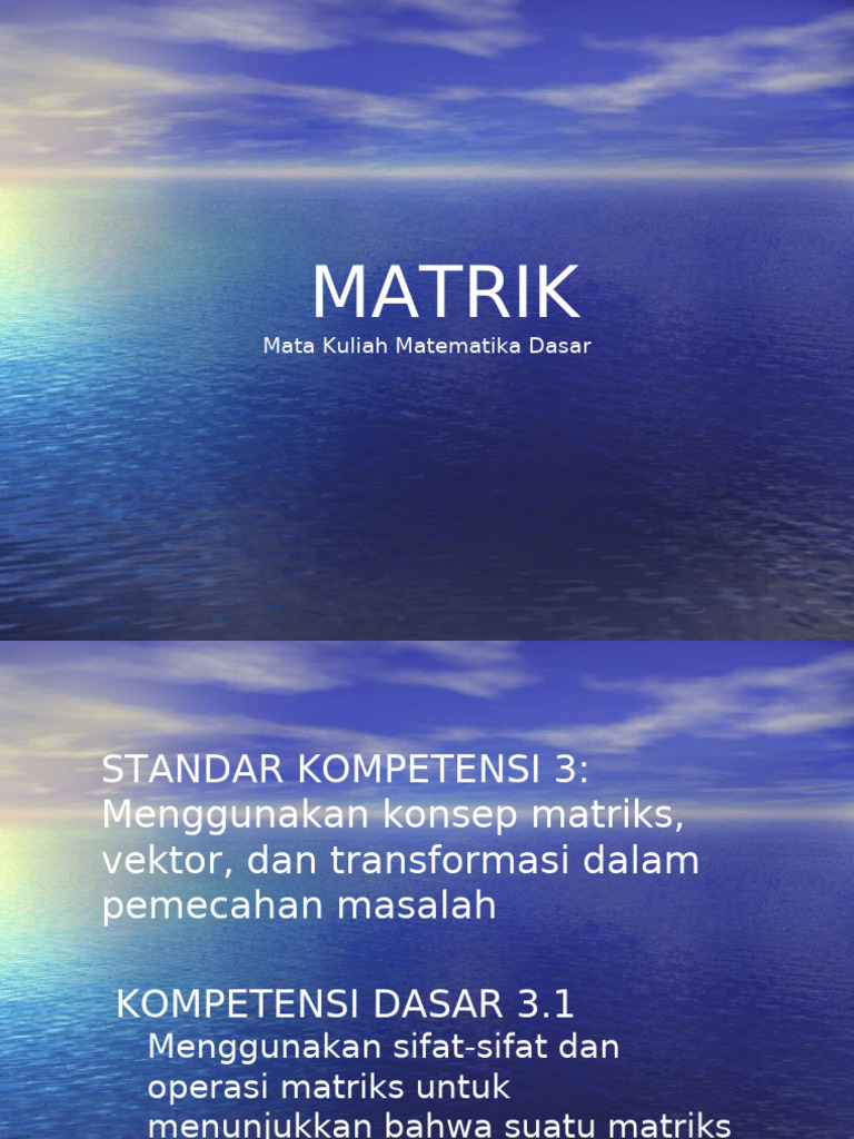 Operasi Matriks dalam Matematika Dasar | PDF