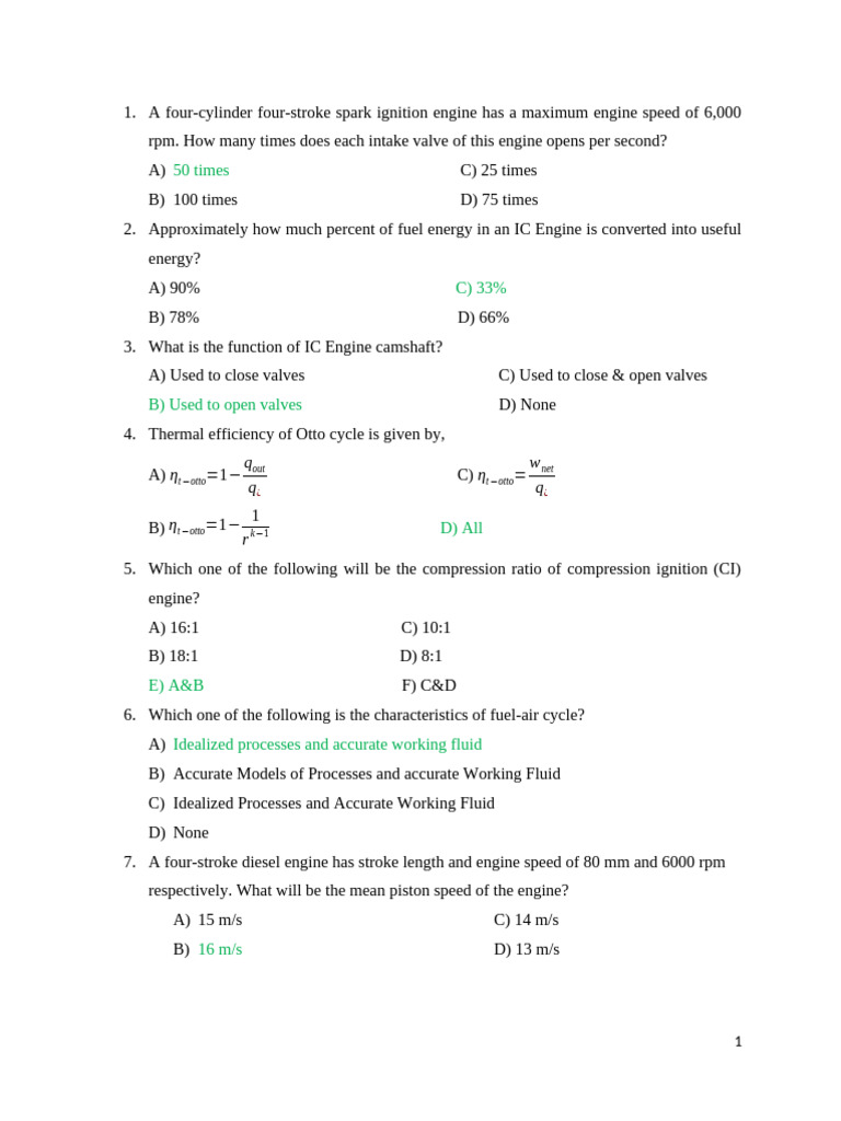 IC Engine Basics: Key Concepts & Questions | PDF | Internal Combustion ...