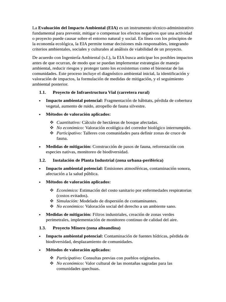 Evaluación del Impacto Ambiental y Métodos | PDF | Entorno natural ...