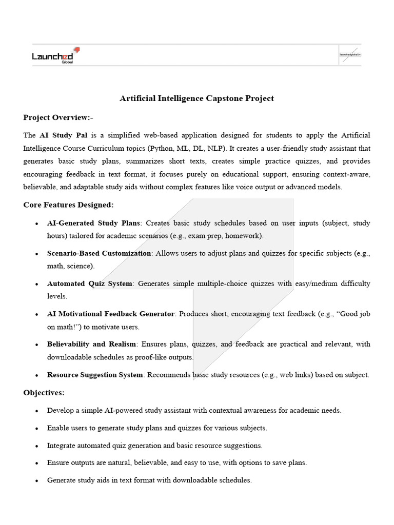 Artificial Intelligence Capstone Project | PDF | Artificial ...