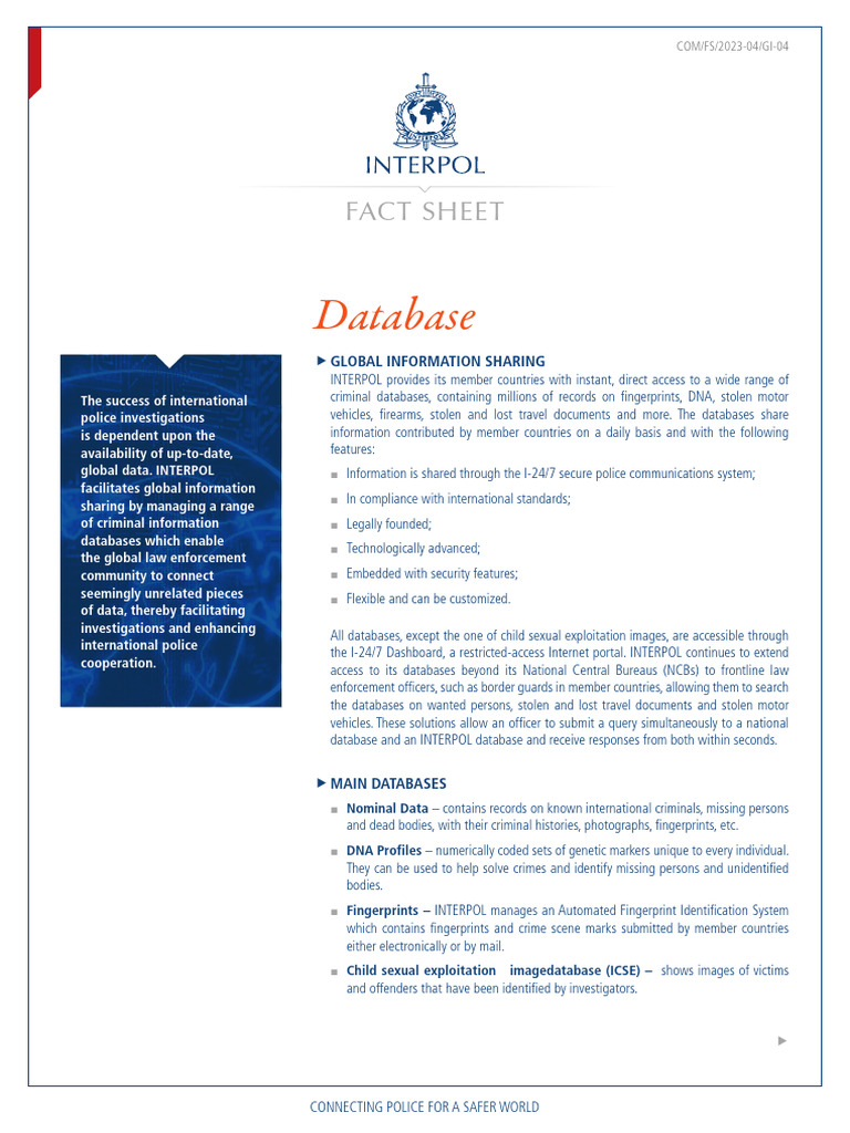 Global Police Data Sharing Overview | PDF | Databases | Police