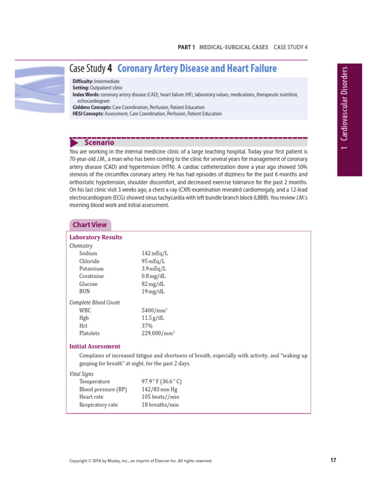 Coronary Artery Disease & Heart Failure Case Study | PDF | Heart ...