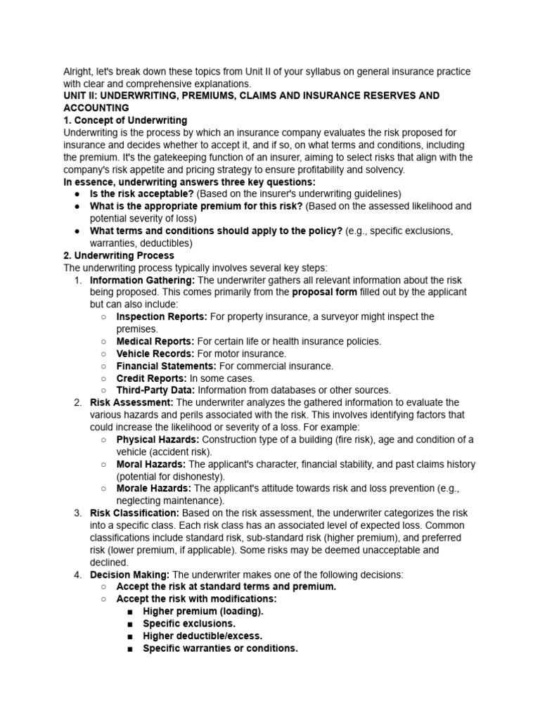 Understanding the Underwriting Process | PDF | Insurance | Risk