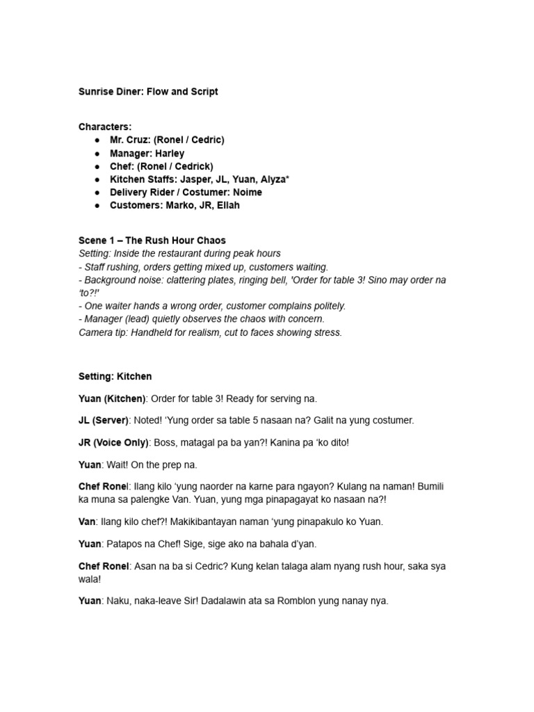 Sunrise_Diner_Scriptifofofofofllflfkfkfkfkfk | PDF | Gastronomy ...