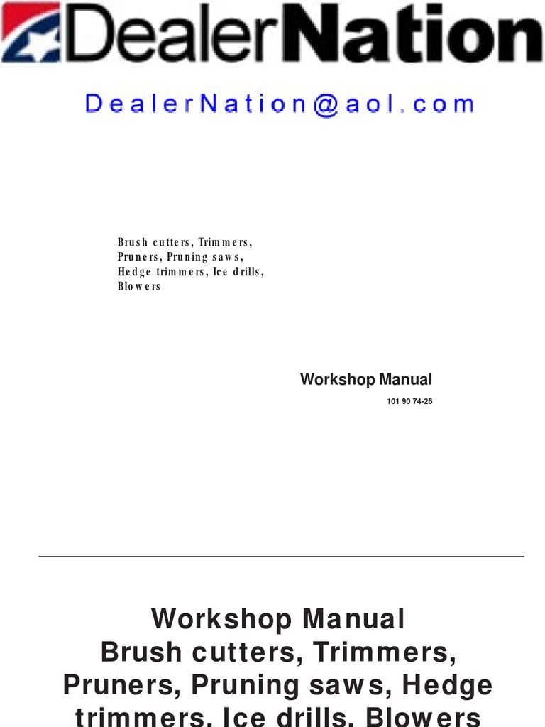 Husqvarna Service Manual for Cutters Trimmers Pruners Hedge Trimmers  Blowers | Carburetor | Clutch